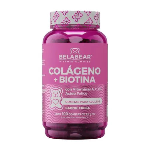 Belabear Colágeno + Biotina con Vitaminas y Ácido Fólico 100 Gomitas