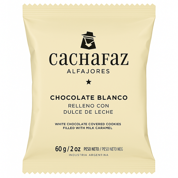 Alfajores Cachafaz Chocolate Blanco con Dulce de Leche 3 unidades