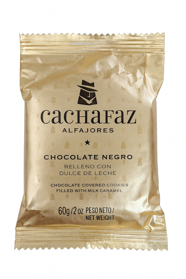 Alfajores Cachafaz Chocolate Negro con Dulce de Leche 3 unidades