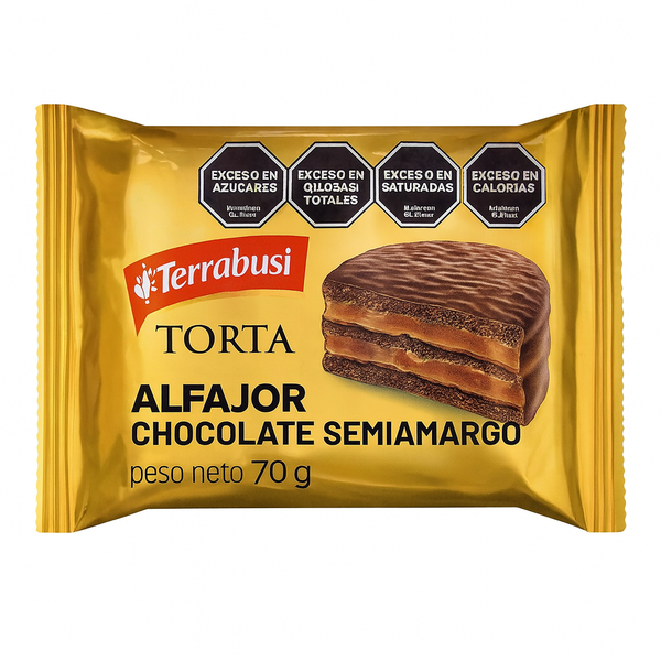 Alfajores Terrabusi Torta Chocolate Semiamargo 4 unidades