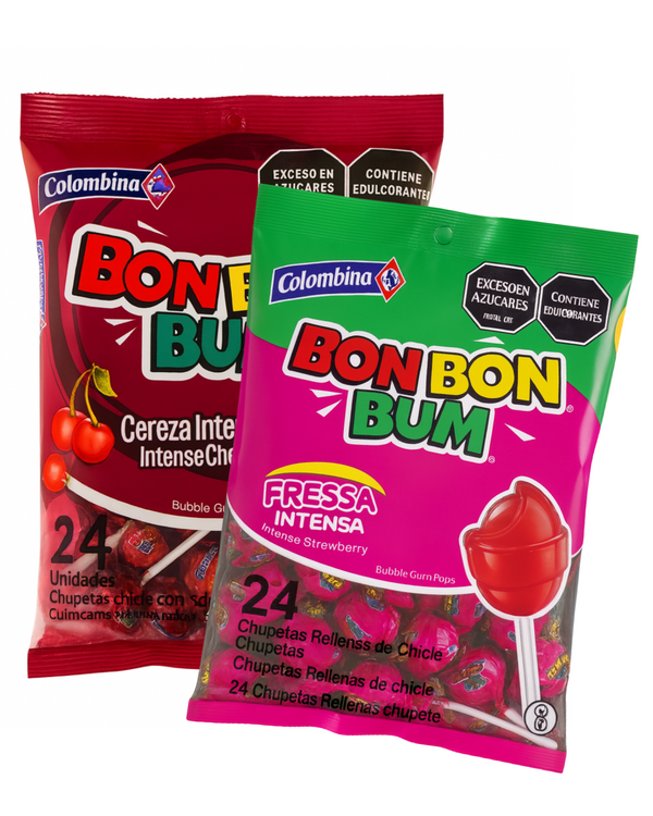 Combo Colombiano Bon Bon Bum Cereza y Fresa 48 unidades