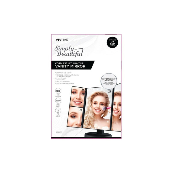 Vivitar Simply Beautiful Cordless Led Ligth Up Vanity Mirror Texas