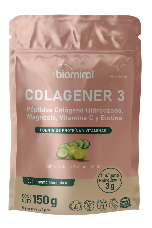 Biomiral Colagener 3 – Colágeno Hidrolizado Sabor Pepino Limón 150 g